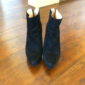 Prada Black Suede Platform Booties 38